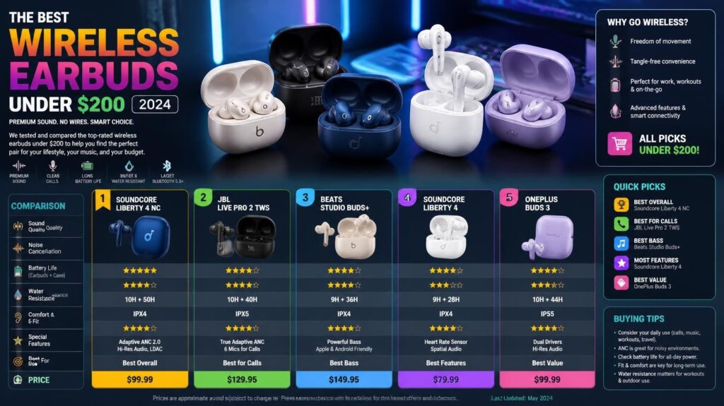 Best Wireless Earbuds Under 200 Dollars 2024: Complete Buying Guide