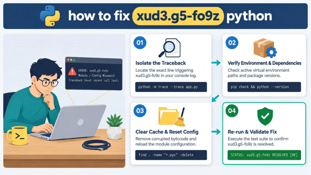 How to Fix xud3.g5-fo9z Python: Causes, Safe Steps, and What Is Verified